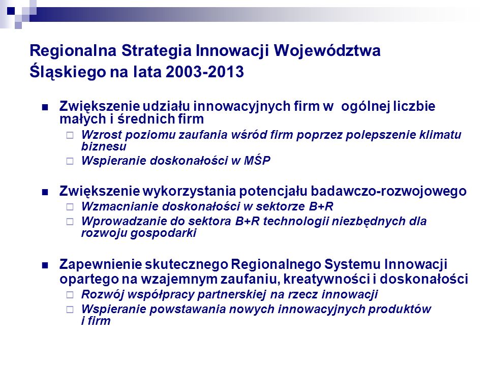 Regionalna Strategia Innowacji Województwa Śląskiego na lata