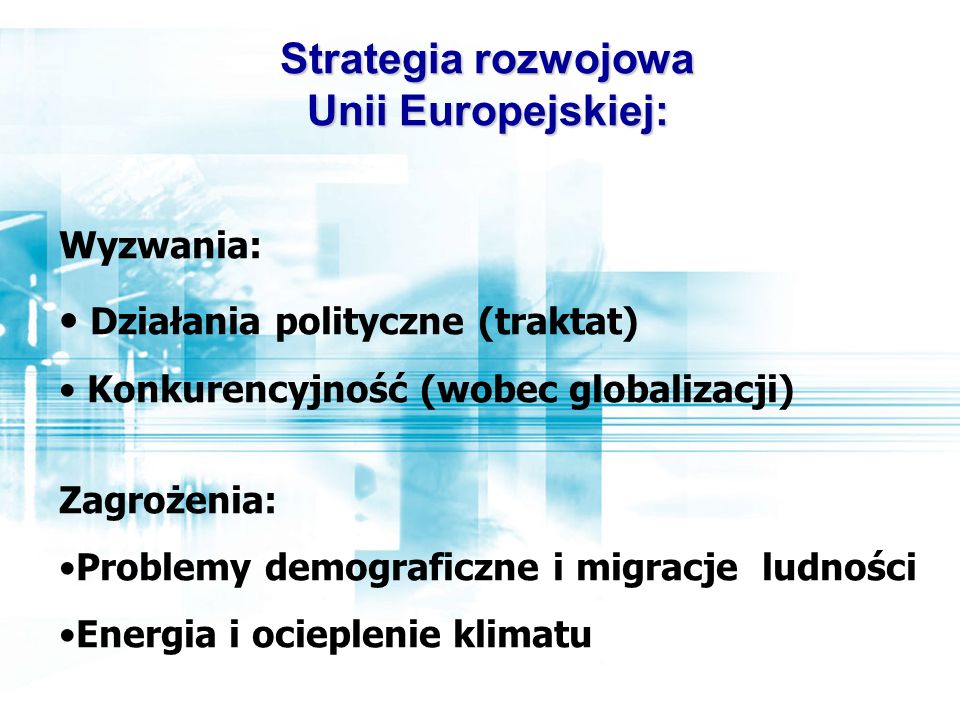 Strategia rozwojowa Unii Europejskiej: