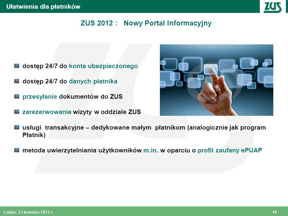 ZUS 2012 : Nowy Portal Informacyjny
