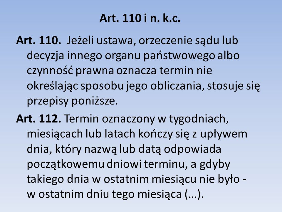 Art. 110 i n. k.c.