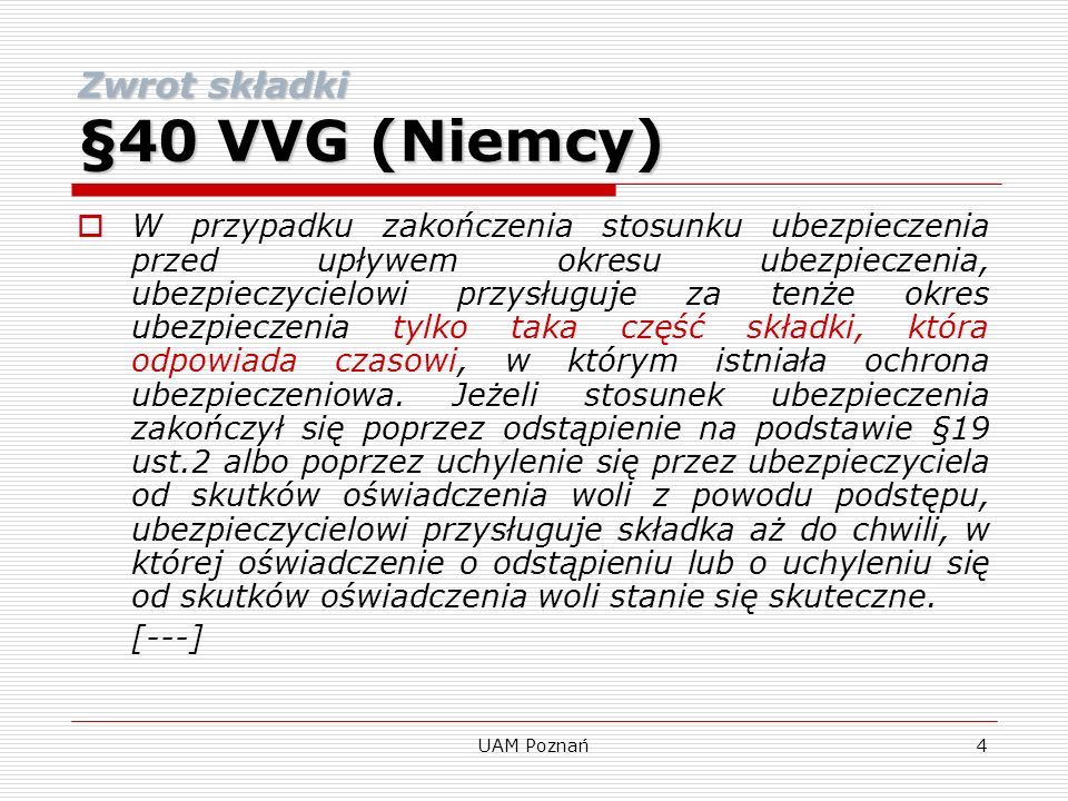 Zwrot składki §40 VVG (Niemcy)