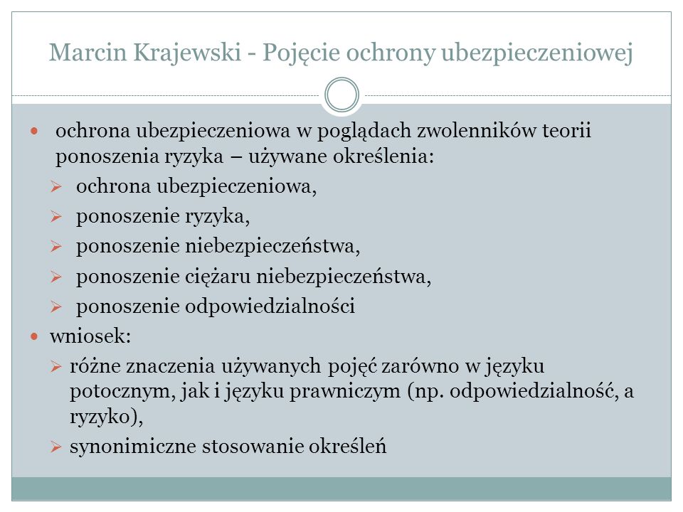 Marcin Krajewski - Pojęcie ochrony ubezpieczeniowej