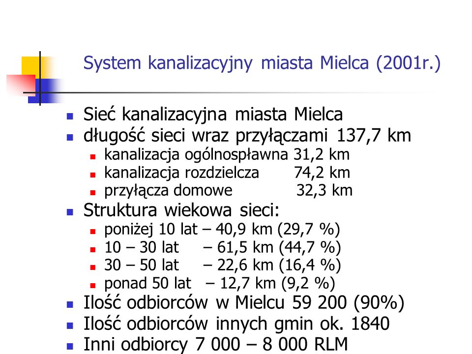 System kanalizacyjny miasta Mielca (2001r.)