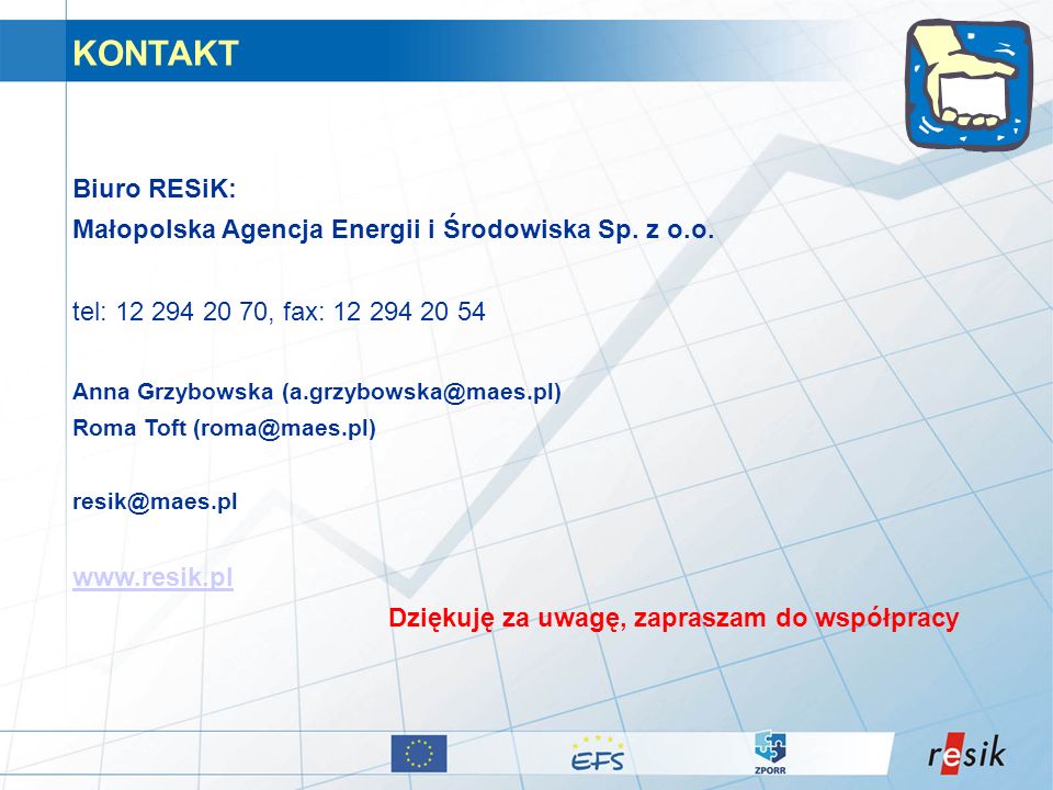 KONTAKT Biuro RESiK: Małopolska Agencja Energii i Środowiska Sp. z o.o. tel: , fax: