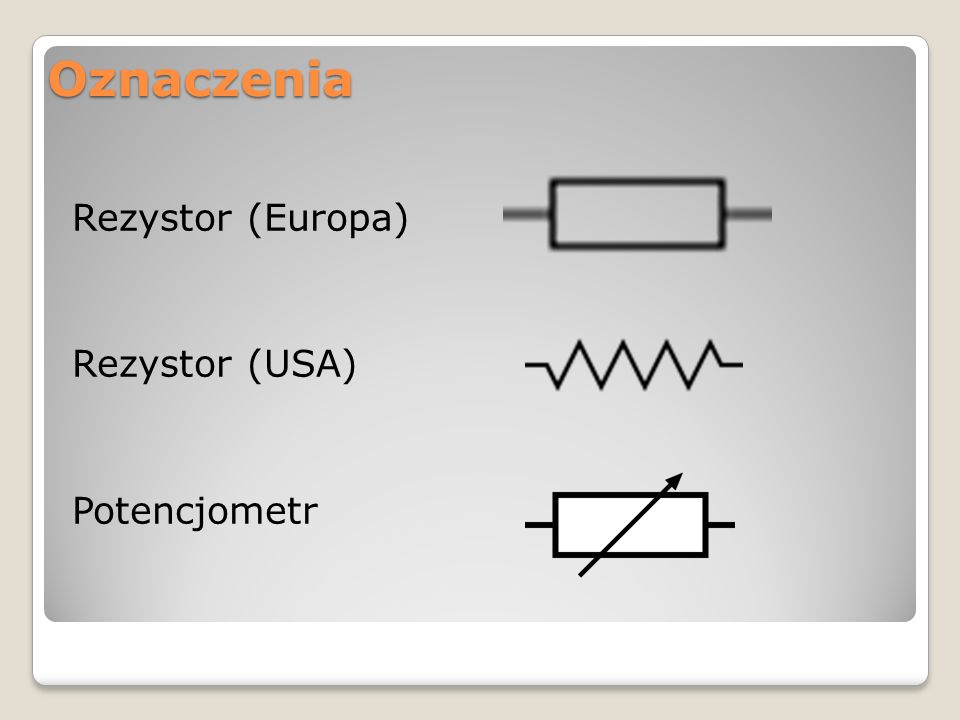 Oznaczenia Rezystor (Europa) Rezystor (USA) Potencjometr
