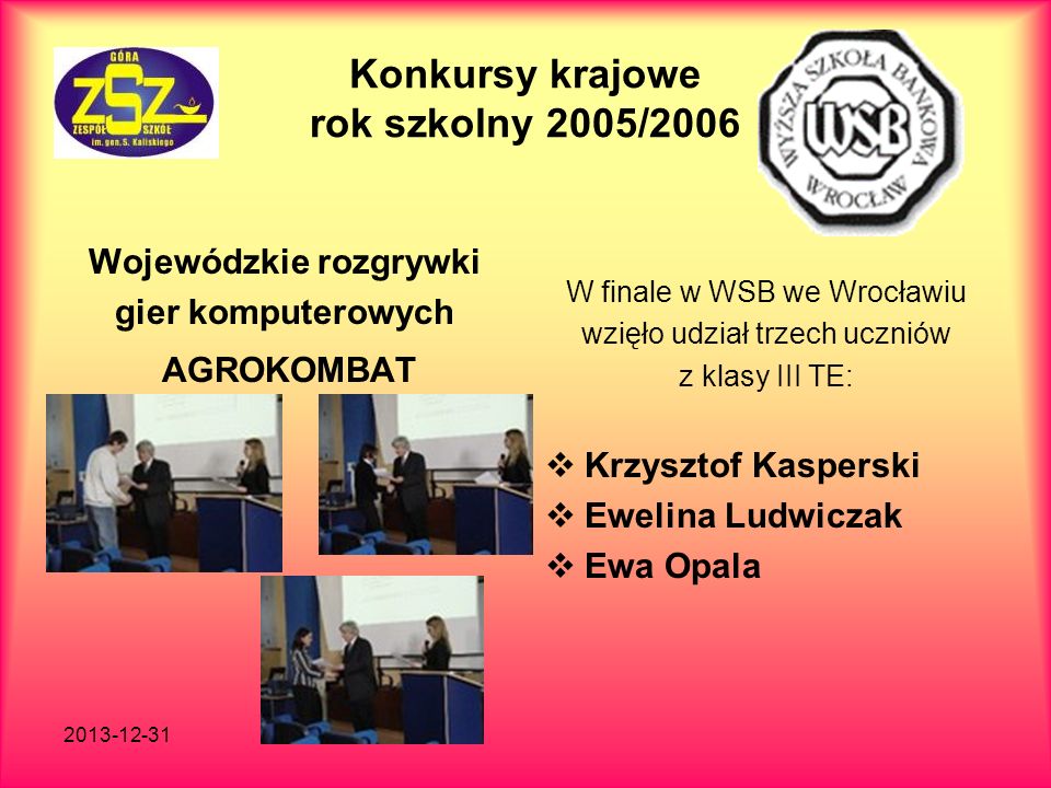 Konkursy krajowe rok szkolny 2005/2006