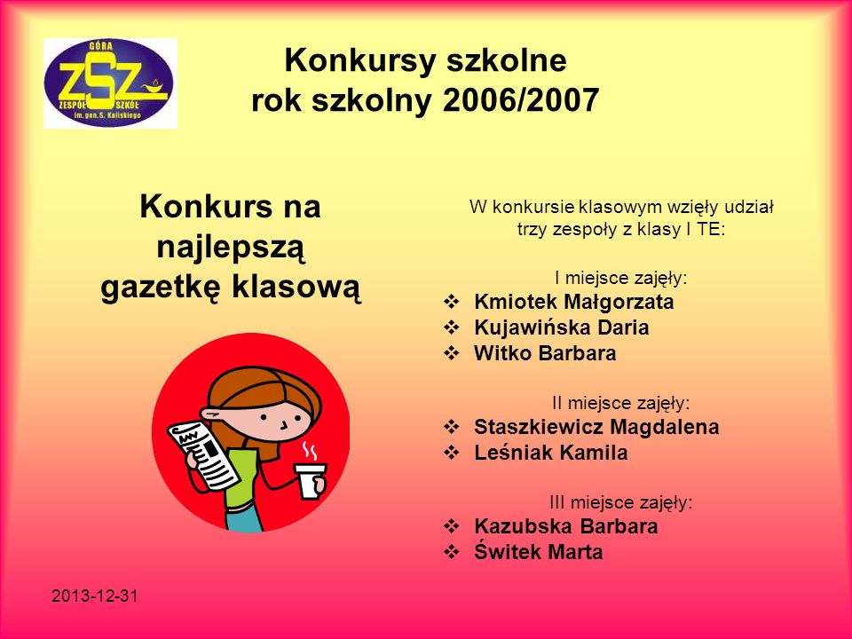 Konkursy szkolne rok szkolny 2006/2007
