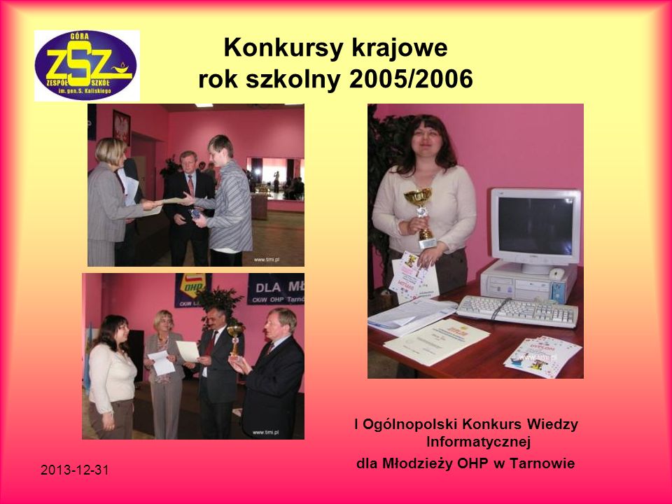 Konkursy krajowe rok szkolny 2005/2006