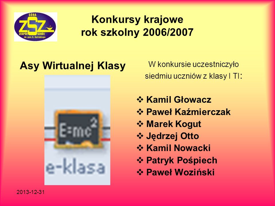 Konkursy krajowe rok szkolny 2006/2007