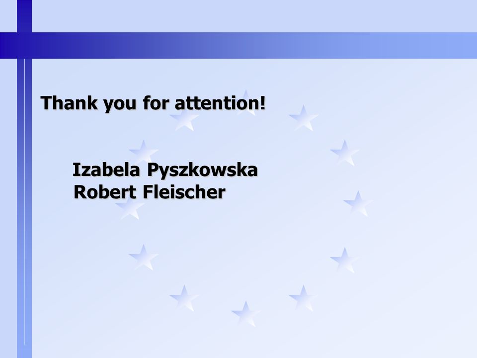 Thank you for attention! Izabela Pyszkowska Robert Fleischer