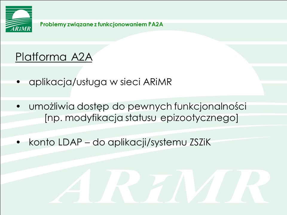 Platforma A2A aplikacja/usługa w sieci ARiMR