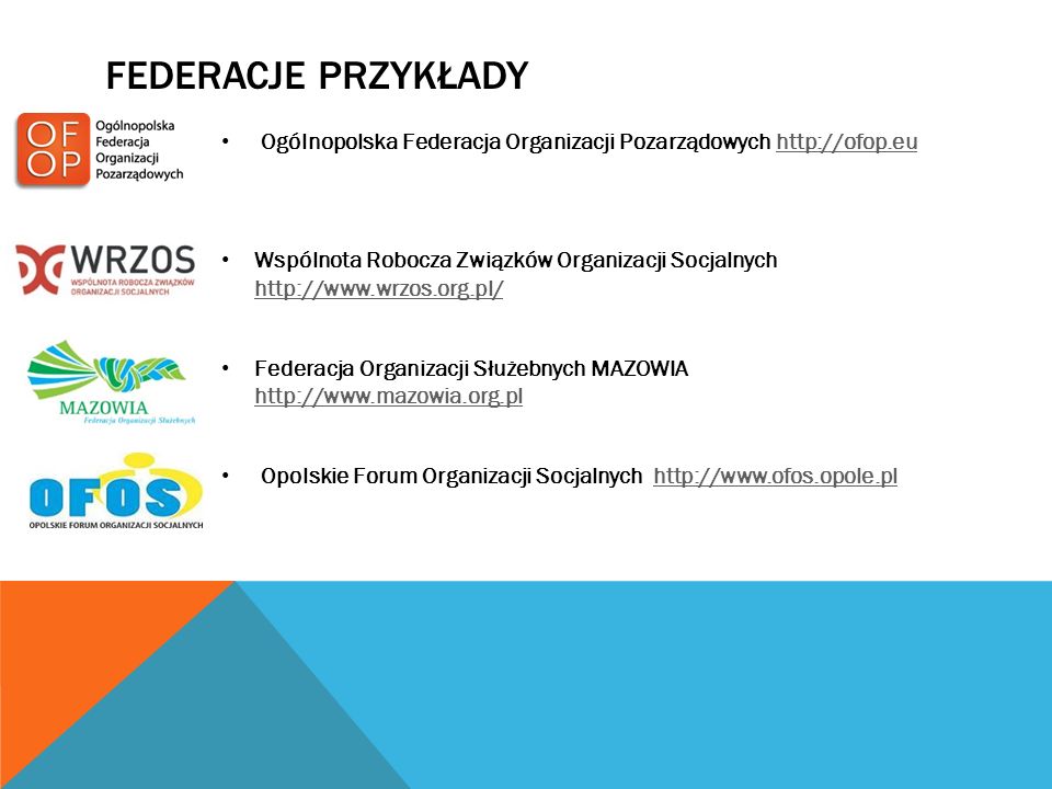 Federacje przykłady Ogólnopolska Federacja Organizacji Pozarządowych