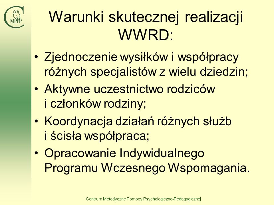 Warunki skutecznej realizacji WWRD: