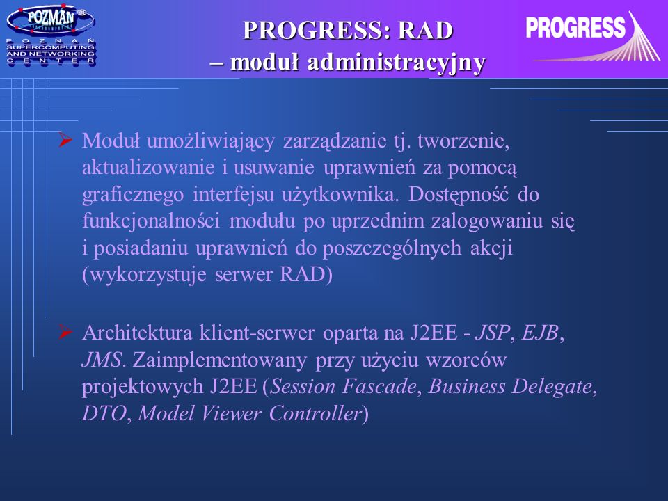 PROGRESS: RAD – moduł administracyjny