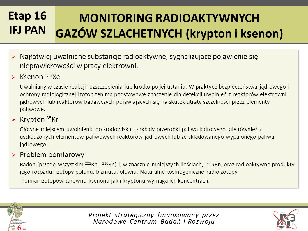 MONITORING RADIOAKTYWNYCH GAZÓW SZLACHETNYCH (krypton i ksenon)
