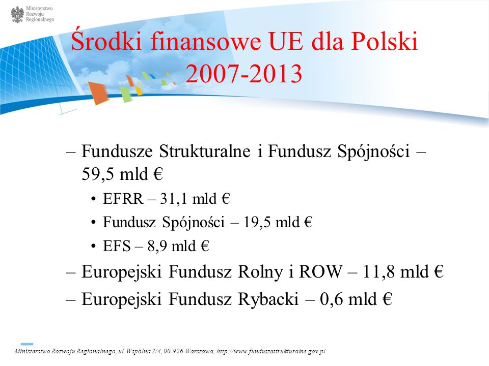 Środki finansowe UE dla Polski
