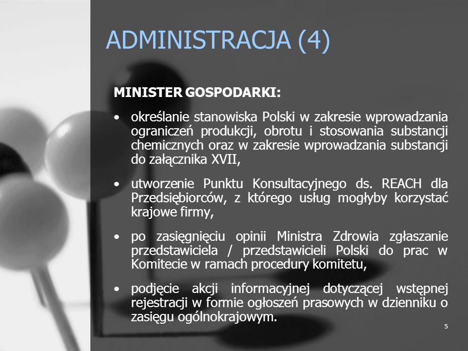 ADMINISTRACJA (4) MINISTER GOSPODARKI: