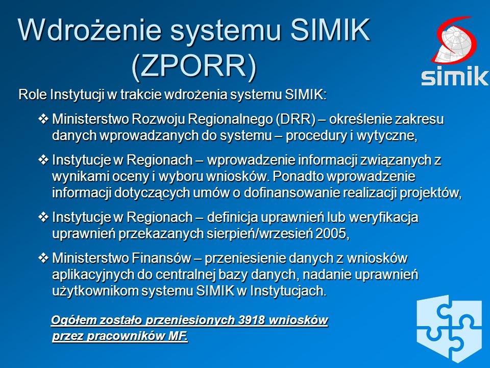 Wdrożenie systemu SIMIK (ZPORR)