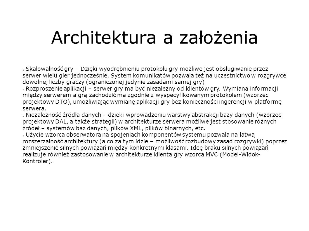 Architektura a założenia
