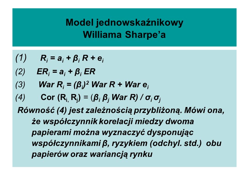 Model jednowskaźnikowy Williama Sharpe’a