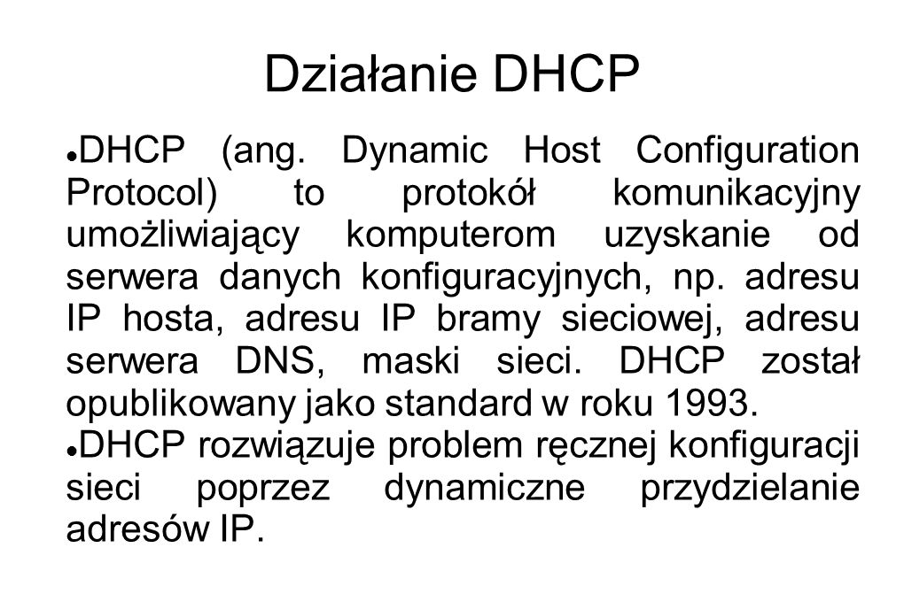 Działanie DHCP