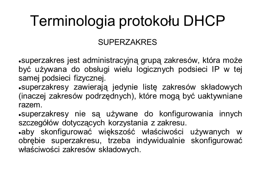 Terminologia protokołu DHCP