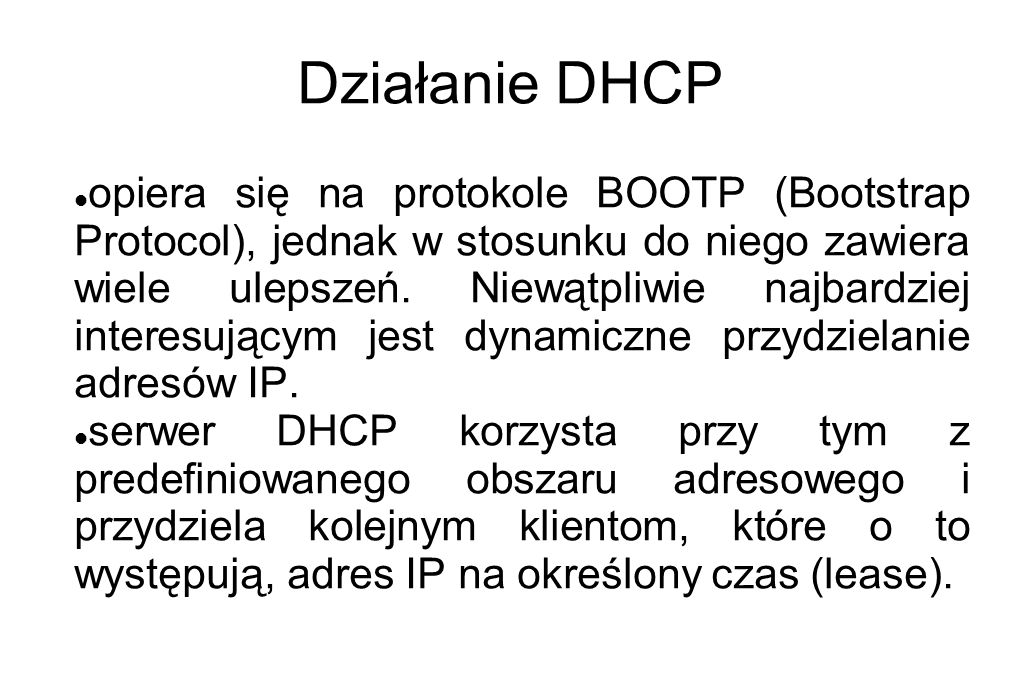 Działanie DHCP