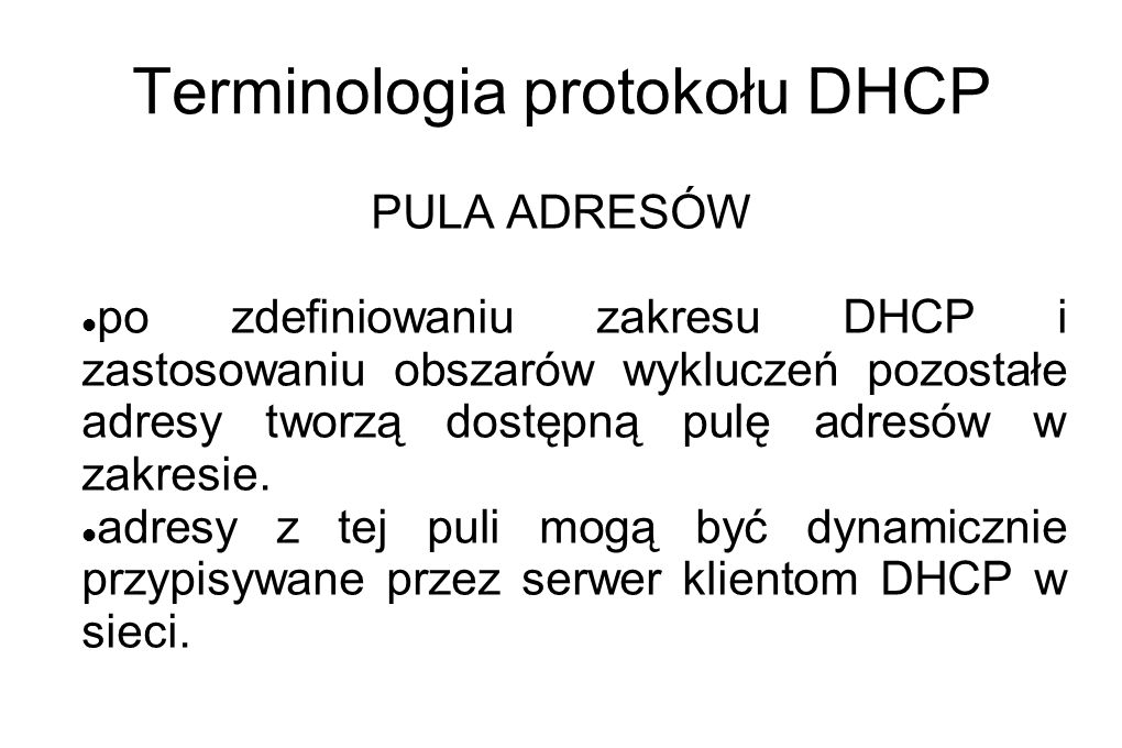 Terminologia protokołu DHCP