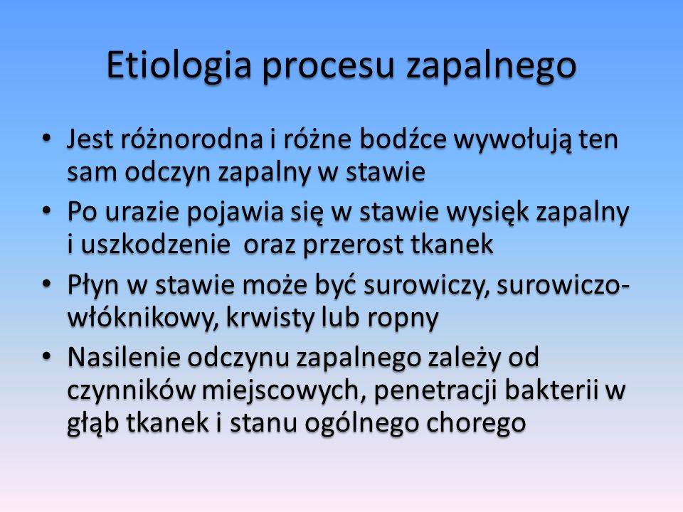 Etiologia procesu zapalnego