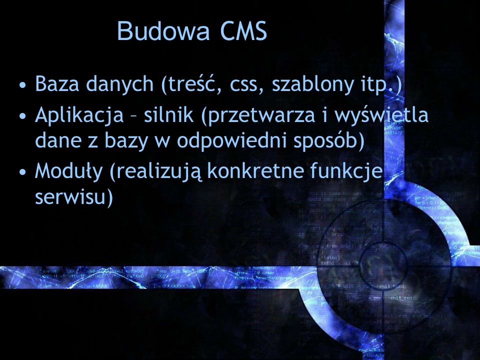 Budowa CMS Baza danych (treść, css, szablony itp.)