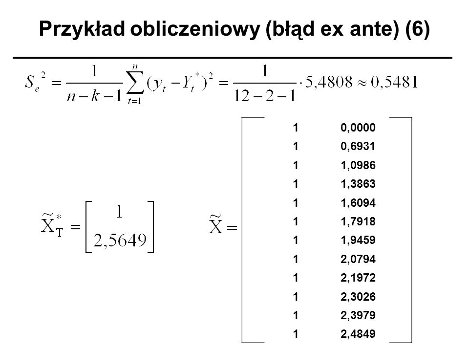 Przykład obliczeniowy (błąd ex ante) (6)
