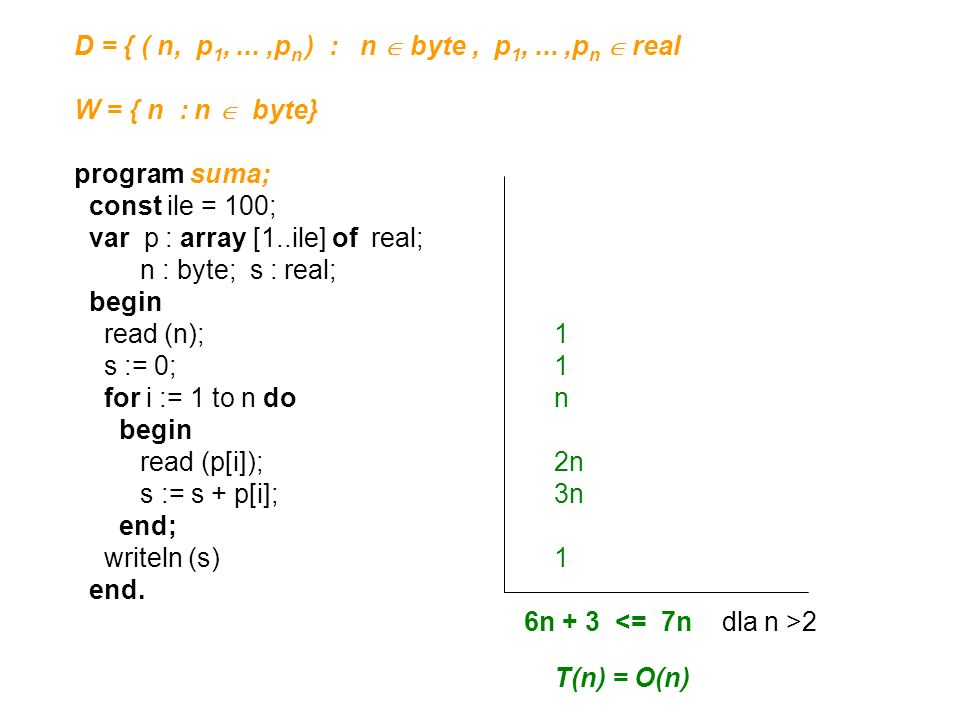 D = { ( n, p1, ... ,pn ) : n  byte , p1, ... ,pn  real