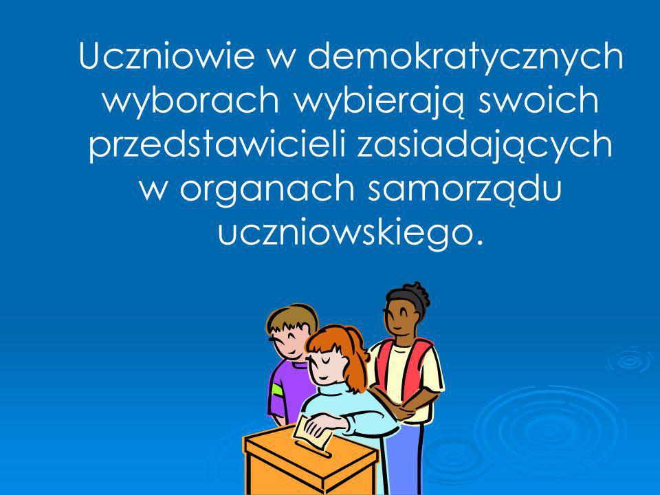 Uczniowie w demokratycznych wyborach wybierają swoich przedstawicieli zasiadających w organach samorządu uczniowskiego.