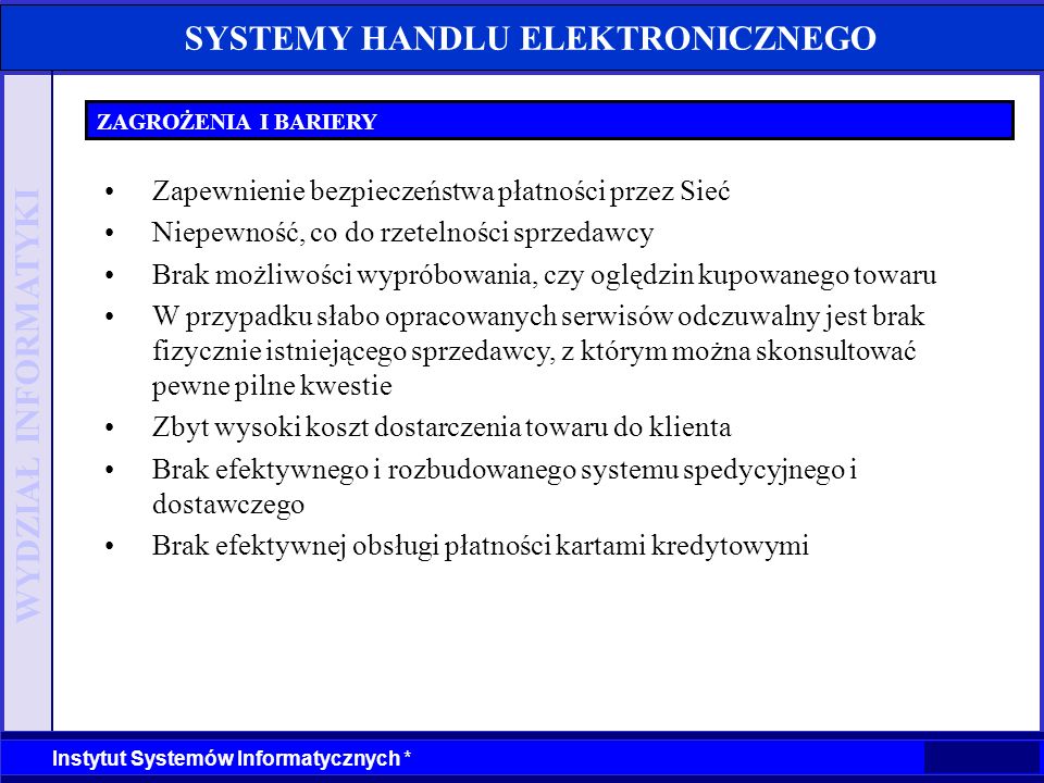 SYSTEMY HANDLU ELEKTRONICZNEGO