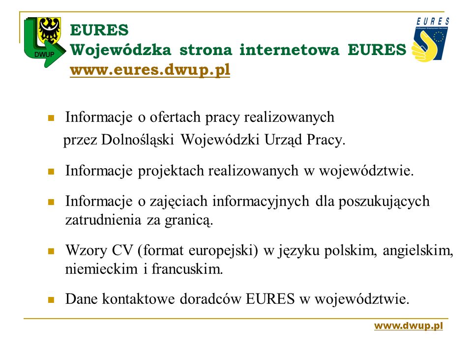 EURES Wojewódzka strona internetowa EURES