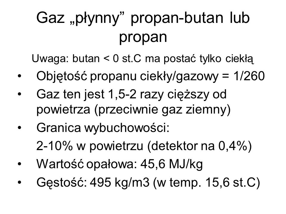 Gaz „płynny propan-butan lub propan