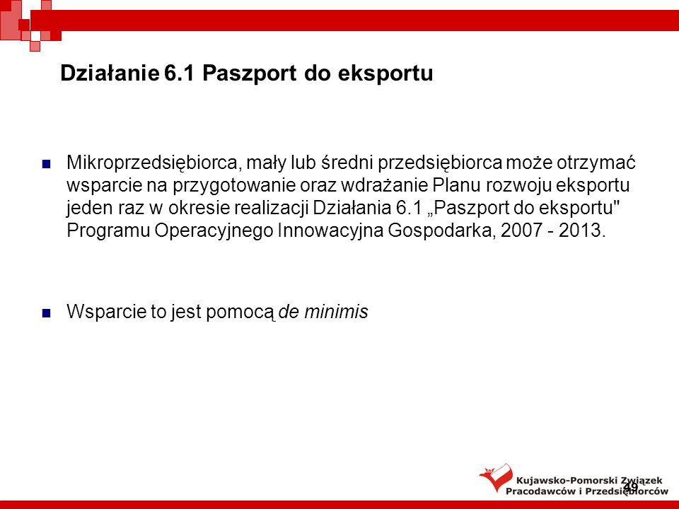 Działanie 6.1 Paszport do eksportu