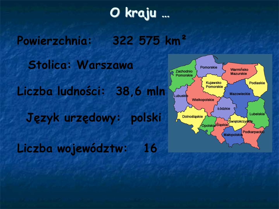 O kraju … Powierzchnia: km² Stolica: Warszawa