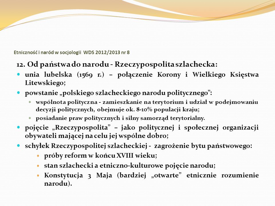 Etniczność i naród w socjologii WDS 2012/2013 nr 8