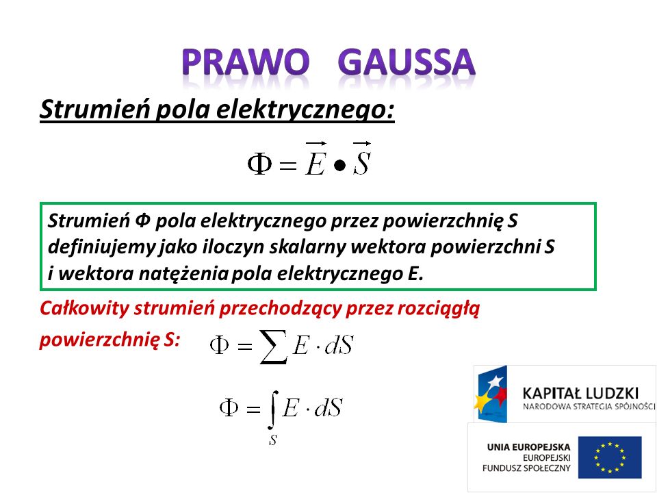 Prawo Gaussa Strumień pola elektrycznego: