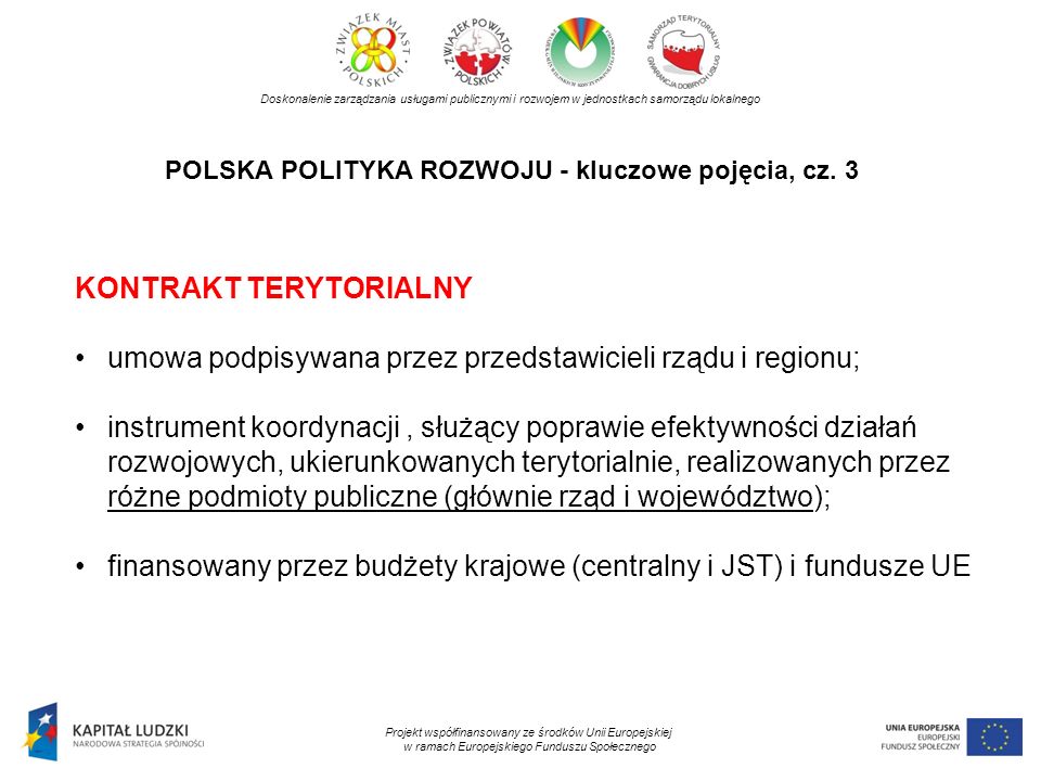 POLSKA POLITYKA ROZWOJU - kluczowe pojęcia, cz. 3