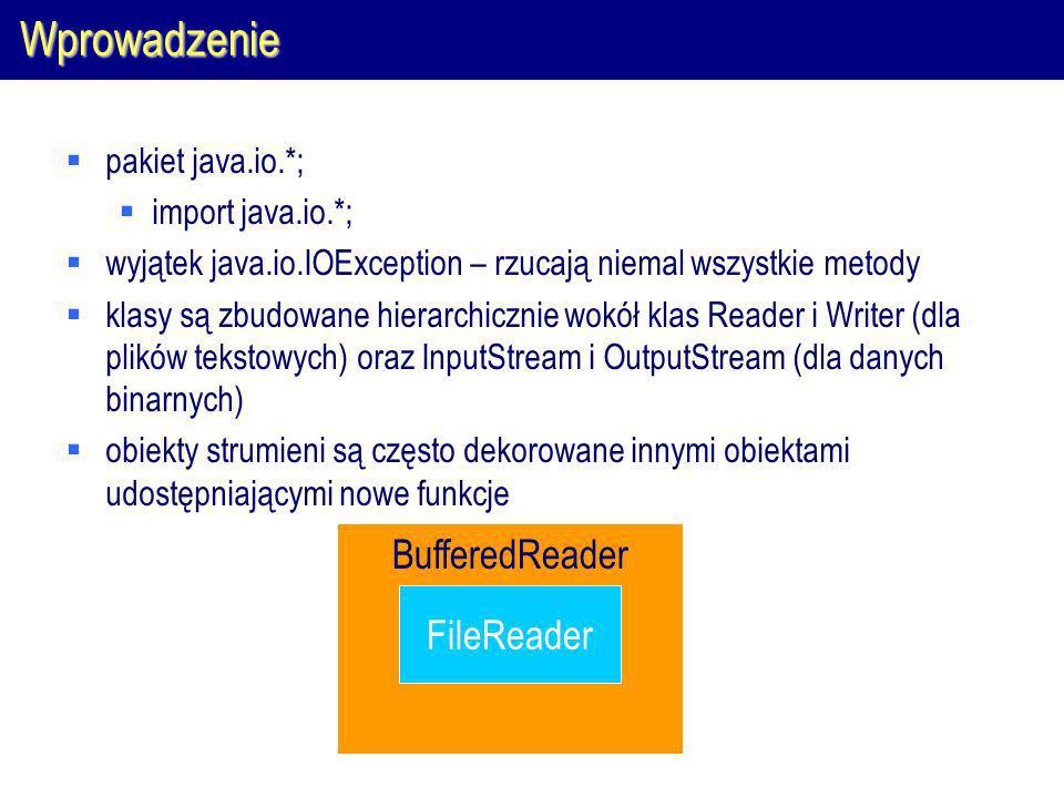 Wprowadzenie BufferedReader FileReader pakiet java.io.*;