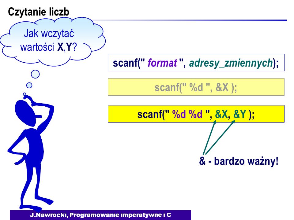 scanf( format , adresy_zmiennych);