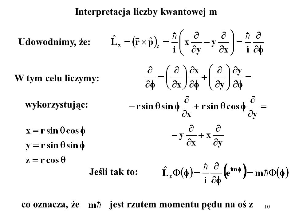 Interpretacja liczby kwantowej m