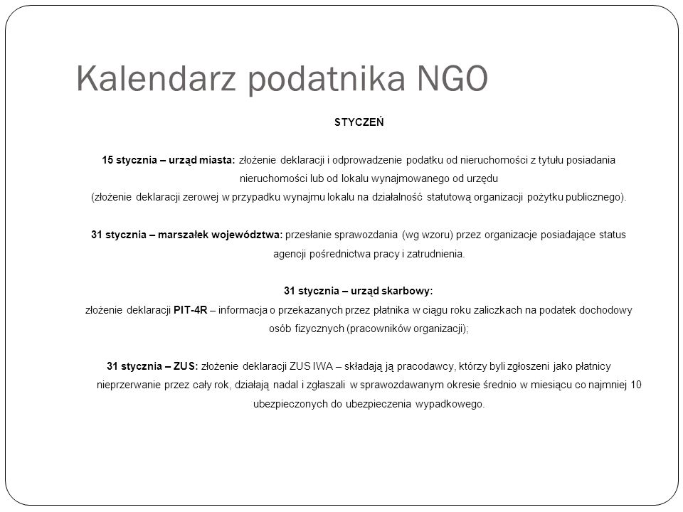 Kalendarz podatnika NGO