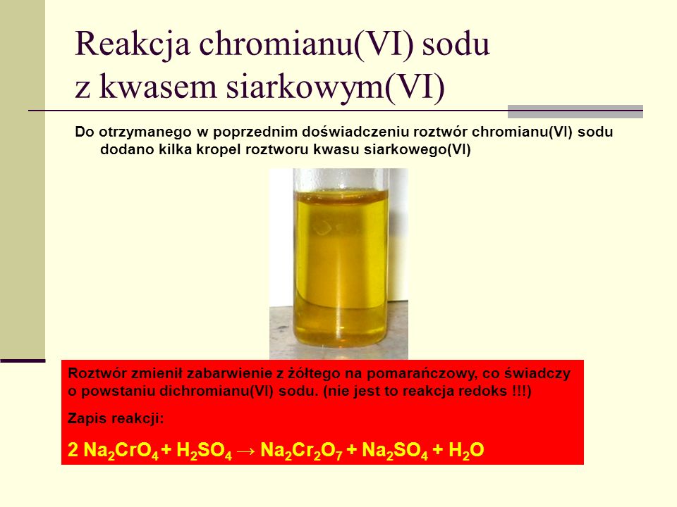 Reakcja chromianu(VI) sodu z kwasem siarkowym(VI)