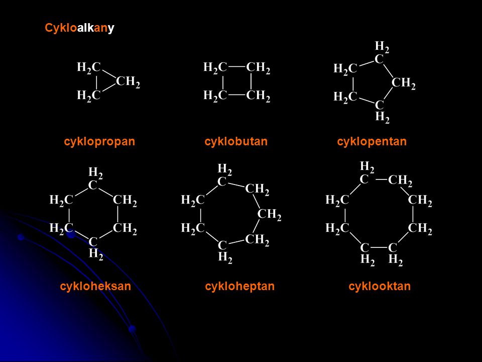 Cykloalkany cyklopropan cyklobutan cyklopentan cykloheksan cykloheptan cyklooktan