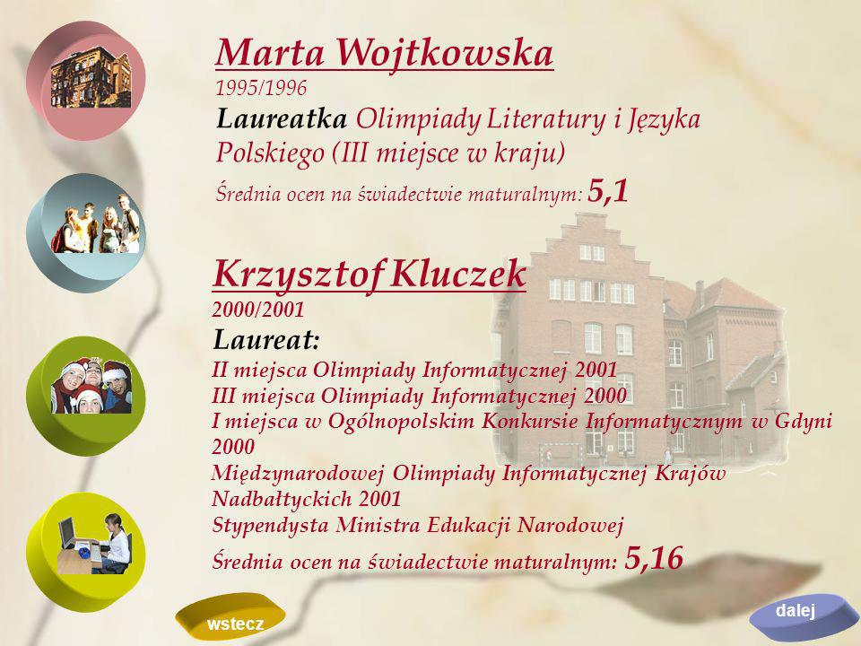 Marta Wojtkowska Krzysztof Kluczek Laureat: