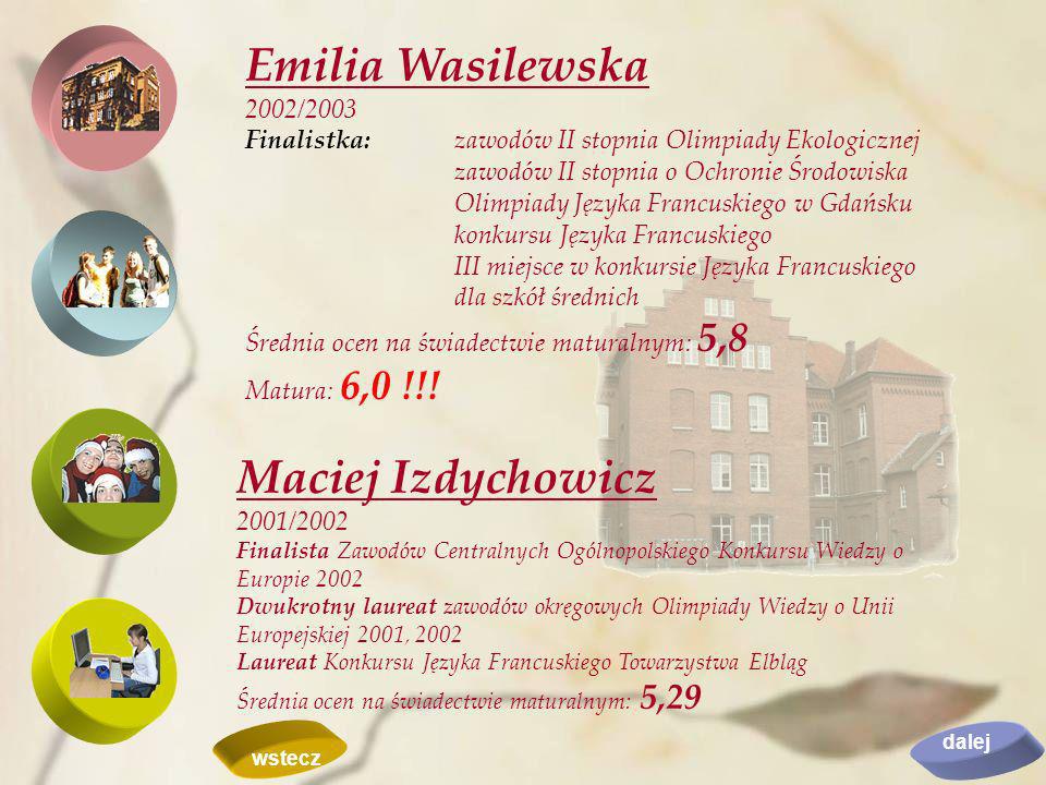 Emilia Wasilewska Maciej Izdychowicz 2002/2003