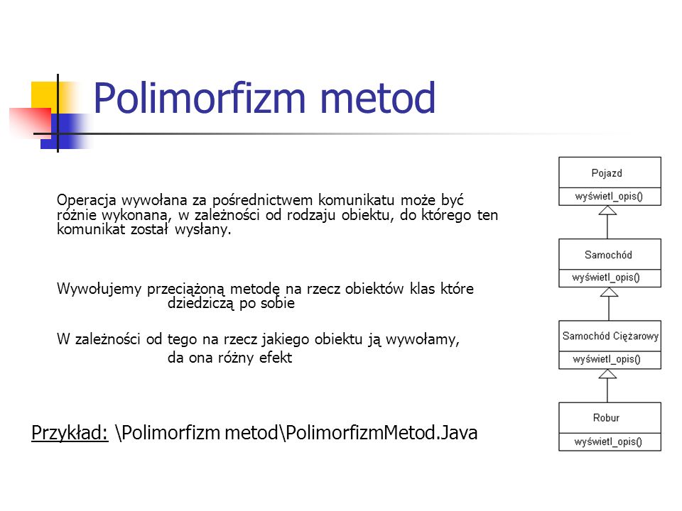 Polimorfizm metod Przykład: \Polimorfizm metod\PolimorfizmMetod.Java